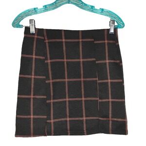 Hesperus Women's Medium 26 Waist Stretch Gray/Pink Plaid Mini Skirt Y2K